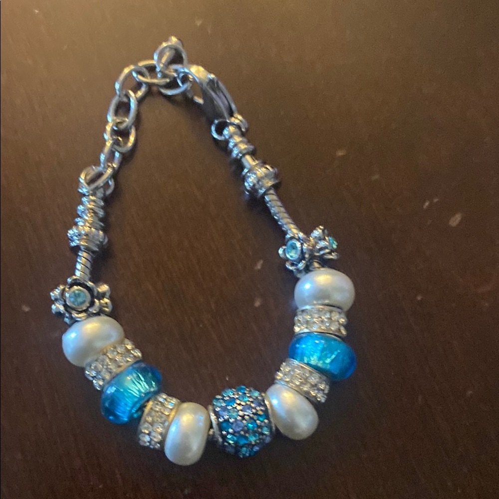 Elegant Silver and Blue Beaded Bracelet